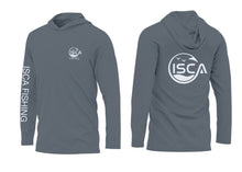 Carregar imagem no visualizador da galeria, Men’s Battleship Gray Long Sleeve Shirt Hoodie With Neck Gaiter UPF50+