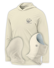 Load image into Gallery viewer, Menβs Ivory Dune Long Sleeve Shirt Hoodie With Neck Gaiter UPF50+
