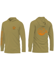 Load image into Gallery viewer, Menβs Olive Long Sleeve Shirt Hoodie With Neck Gaiter UPF50+