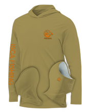 Load image into Gallery viewer, Menβs Olive Long Sleeve Shirt Hoodie With Neck Gaiter UPF50+