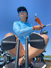 Carregar imagem no visualizador da galeria, Camisa feminina de manga comprida azul ardósia UPF50+ moletom com capuz