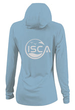 Carregar imagem no visualizador da galeria, Camisa feminina de manga comprida azul ardósia UPF50+ moletom com capuz