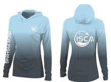 Carregar imagem no visualizador da galeria, Camisa feminina camuflada azul artic de manga comprida UPF50+ moletom com capuz